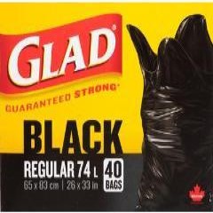GLAD GARBAGE BAG BLACK EASY TIE 26X33