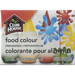 CLUB HOUSE FOOD COLORING 4 FLASKS ASSORTED