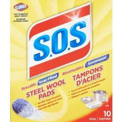 S.O.S. STEEL WOOL PADS W/SOAP 10UN